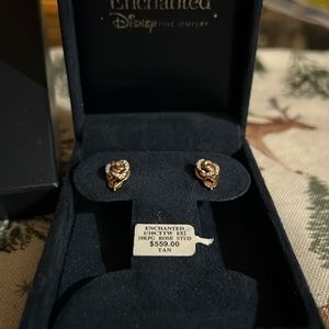 Zales Disney enchanted rose gold (10kpg) 1/10cttw diamond belle rose earrings